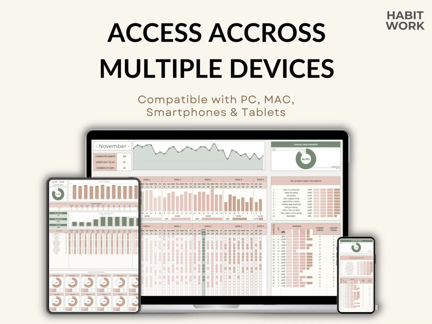 Habit Tracker For Excel & Google Sheets (2026)