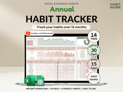 Habit Tracker For Excel & Google Sheets (2026)