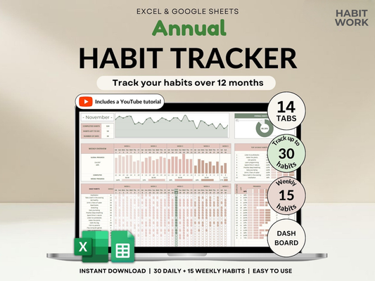 Habit Tracker For Excel & Google Sheets (2026)
